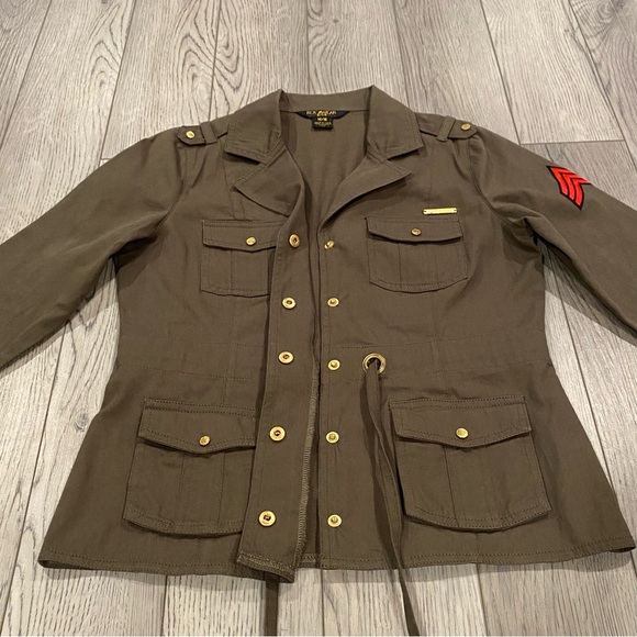 Vintage ROCAWEAR Army Green Military Style Jacket Women's Size M Gold Buttons - Picture 5 of 16